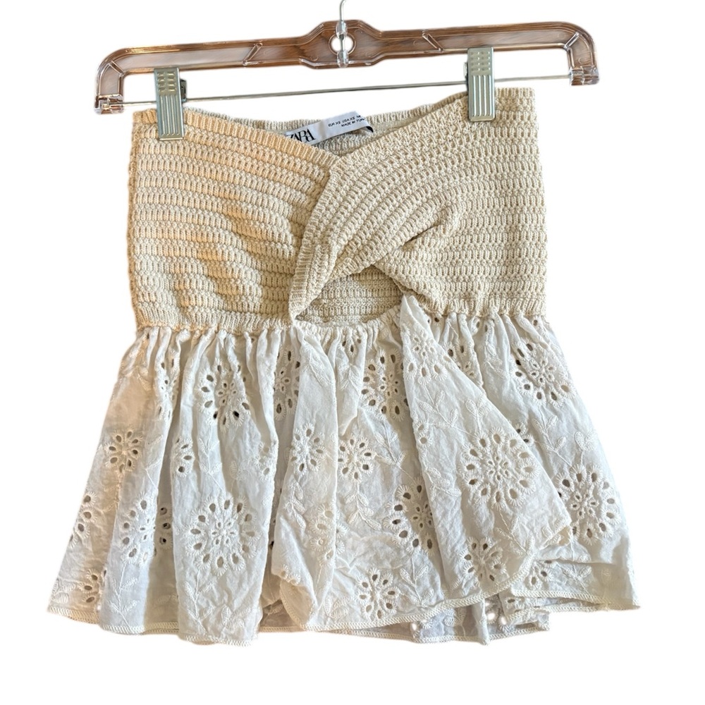 Zara Cream Crochet strapless top